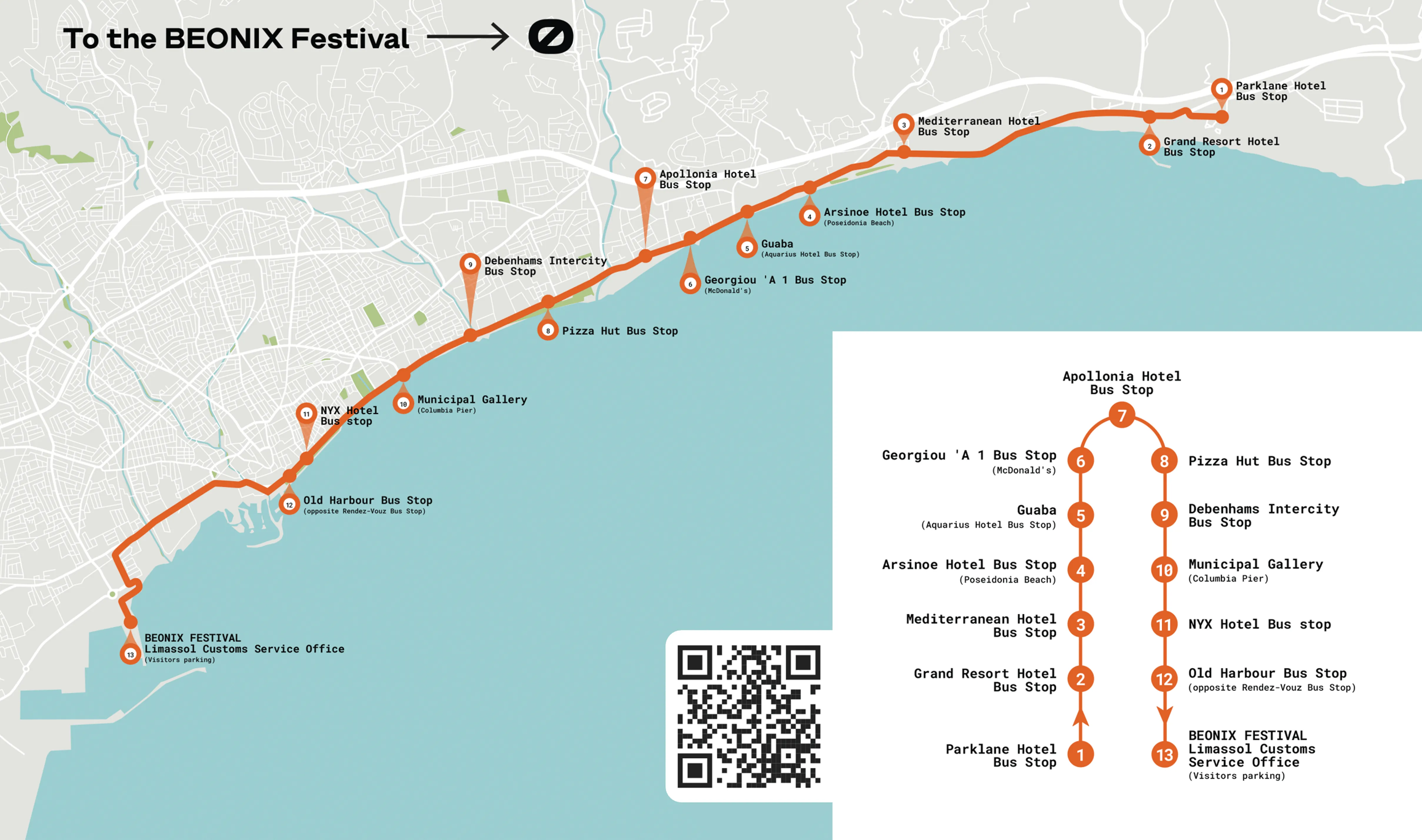 TO BEONIX Festival Route Map